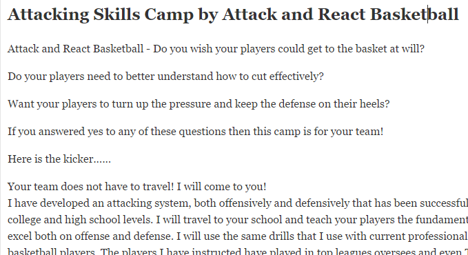 Attacking Skills Camp by Attack and React Basketball