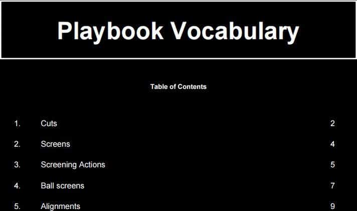 Basketball Playbook Vocabulary by Nathan Hill
